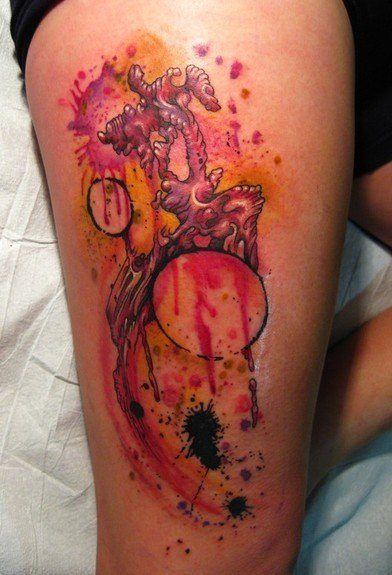 abstract tattoo design artistic painting splatter splash drip ink circles shapes colors alien form