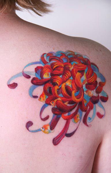 amanda washob tattoo watercolor abstract painting brushwork brushstroke fine art fish shoal