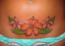 A sexy hibiscus flower tattoo design that is perfect for beach bums and surfer girls
