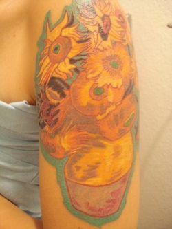 A tattoo of the famous Van Gogh painting of sunflowers