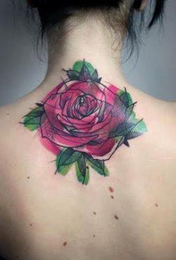 An abstract watercolor painting rose tattoo design, perfect for artistic people and art lovers