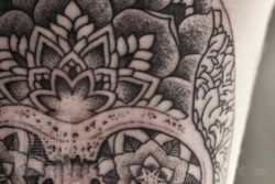 An example of the texture found in Thomas Hooper's geometric mandala tattoo designs