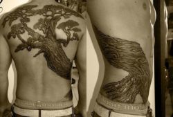 Bonsai conifer tree tattoo design.