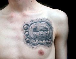 Maya tattoo of the mayan symbol akbal, meaning night, darkness, dreams and the underworld
