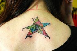 This avant garde star tattoo design boasts an eye at its center