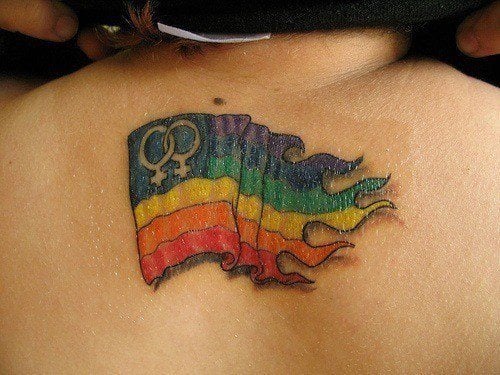 gay lesbian tattoo rainbow flag symbols for women femininity cute colorful design body art
