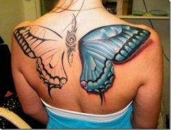 This unfinished butterfly tattoo is a perfect example of the difference between 2-dimensional and 3-dimensional tattoos