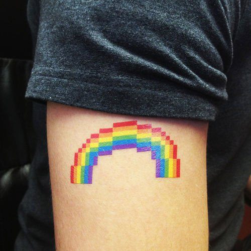 pixel rainbow tattoo design roygbiv colors fun cute gay lesbian peace freedom