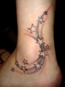 A collection of star tattoos can be added to over time, marking achievements in life