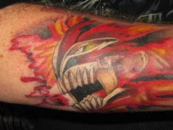 A fan art tattoo of Ichigo Kurosaki from the popular anime series Bleach