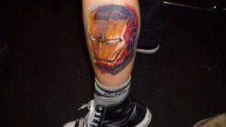 A fan art tattoo of Iron Mans head