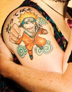 A powerful anime tattoo of the famous animated character Naruto