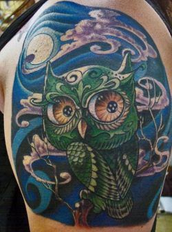 Owl tattoos are associated with the mystery and magic that accompanies the night and darkness