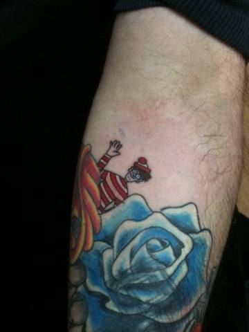 Wally was inked after the blue rose tattoo as a clever afterthought