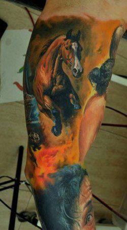 An incredibly realistic horse tattoo by Dmitriy Samohin, beautiful body art to be proud of