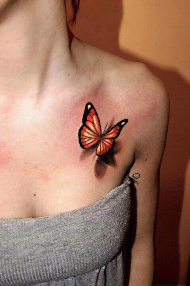 This clever tattoo artist has added shadows to make this butterfly tattoo appear 3D