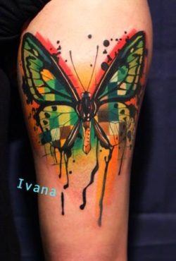 Ivana Belakova gives a classic subject a new appeal in this artistic tattoo of a butterfly