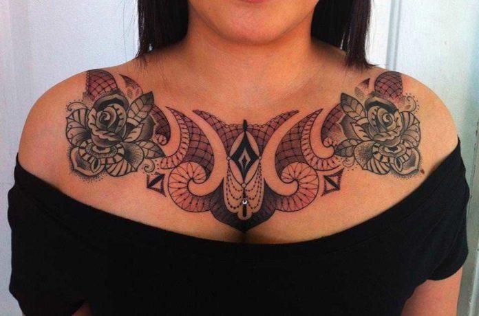 Gemma Pariente creates a rose and geometric pattern tattoo with her own stye of dot work shading and graphic elements