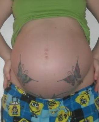 During pregnancy the stomach tattoo stretches and fades