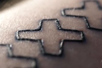 Tattoos will scab as they heal, which removes ink from the skin.