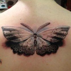 Moths are linked to the moon, and doilies to women of refinement. This lacy paper moth tattoo is an ideal symbol of femininity