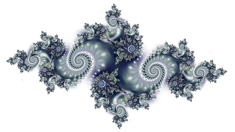 This is an example of a 2D fractal created using the Julia set formula