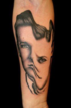 A portrait that may have once seemed innocent becomes a trip into a psychological realm when morphed by tattoo artist Pietro Sedda