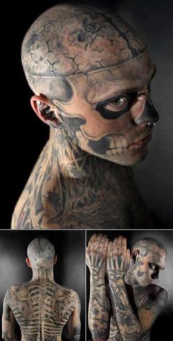 Rico Zombie has transformed himself into a living skeleton with his deathly tattoos