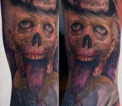 German tattoo artist Mario Hartmann's tattoo zombie wants to eat your brains