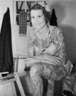 Sideshow performer Betty Broadbent became on of the youngest women to work professionally as a tattooed lady in America