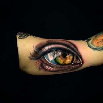 This stunning photo realistic eye tattoo is by the Turkish tattoo artist Jefree Naderali