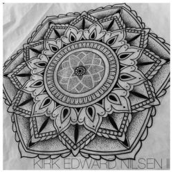 Before tattooing a design, Kirk Nilsen carefully draws the exact size and proportions to make sure that his sacred geometry tattoos are perfect