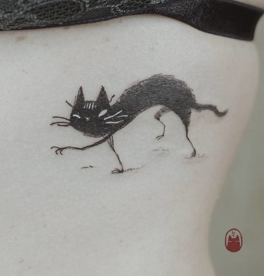 Cute Tattoo Watercolor Black Cat Temporary Tattoo Waterproof Lasting Fake  Tatto Hand Painted Animal Sticker Men Women - AliExpress